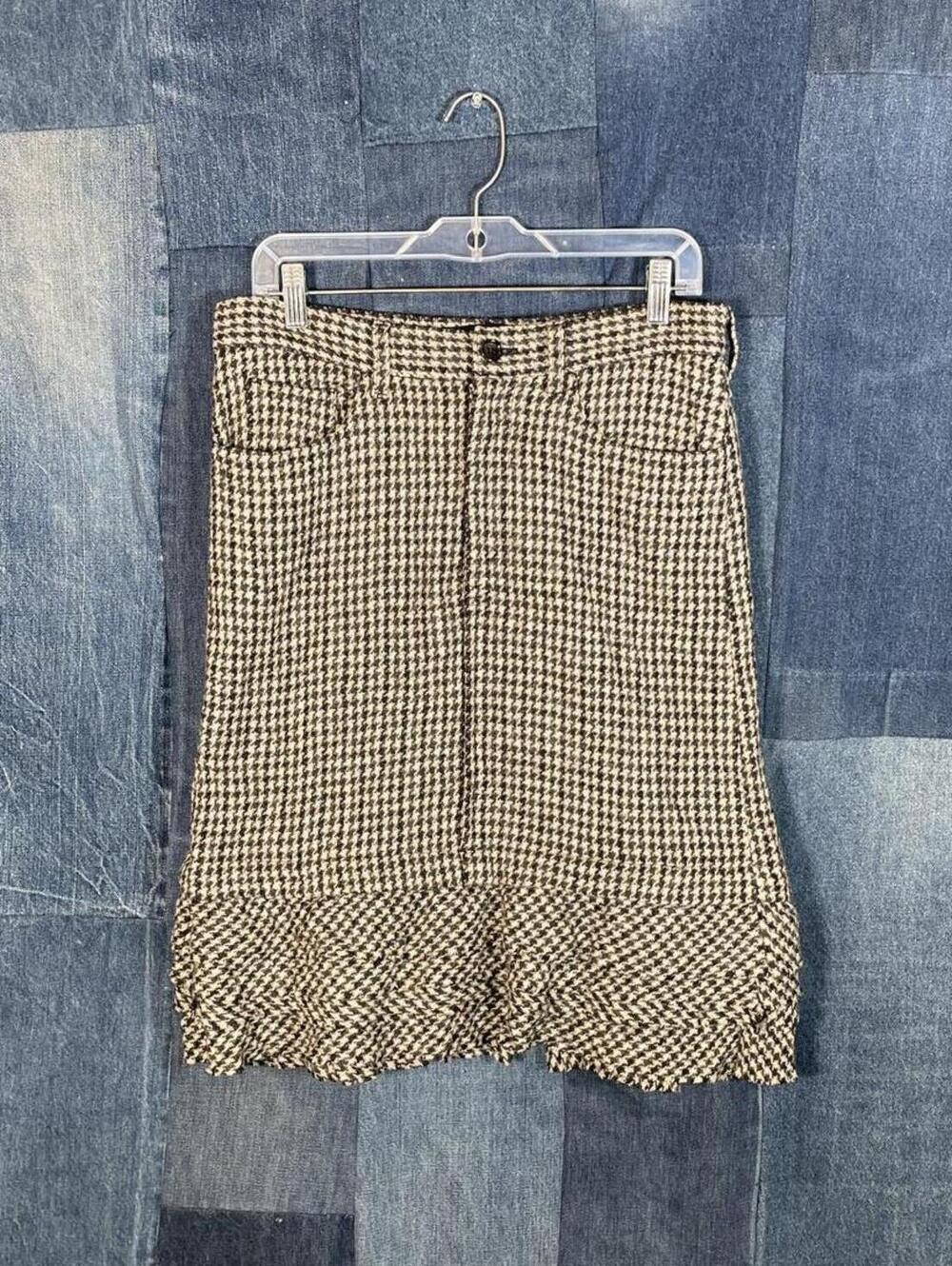 AD2007 Comme Des Garcon Tricot Houndstooth Wool Skirt W 30"